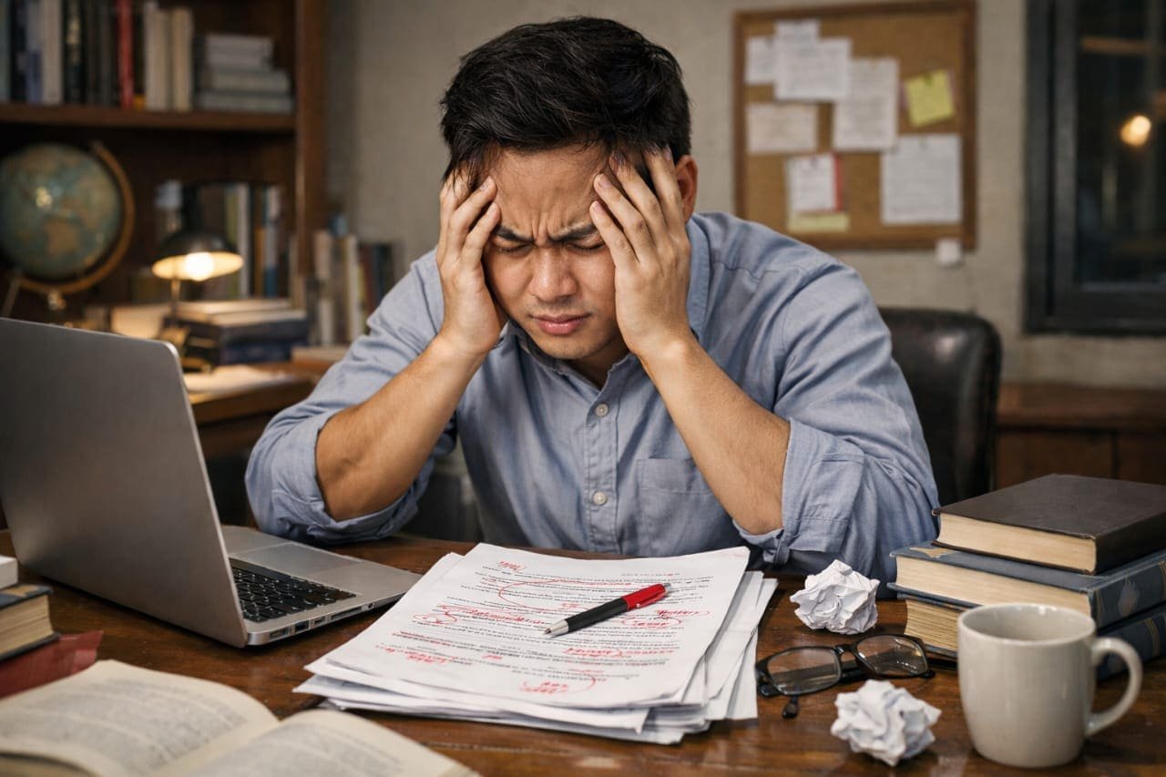 Diskusi revisi tesis dengan dosen pembimbing